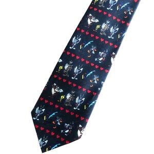 Vintage Looney Tunes Neck Tie Tweety Coyote Road Runner